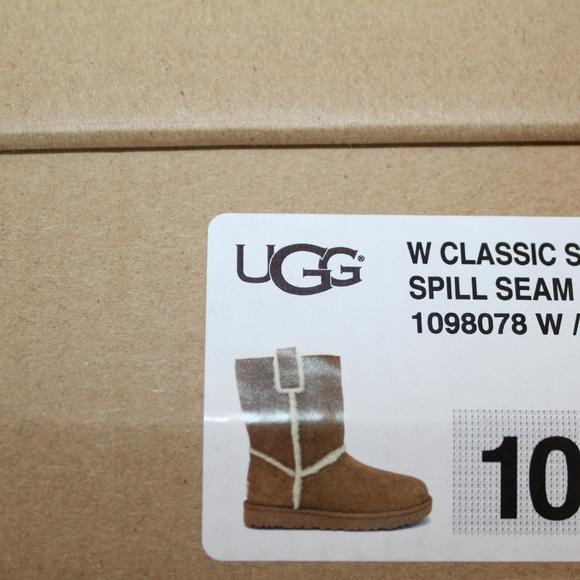 UGG SPILL SEAM SUEDE SHEARLING BOOTS CHESTNUT - Picture 8 of 8